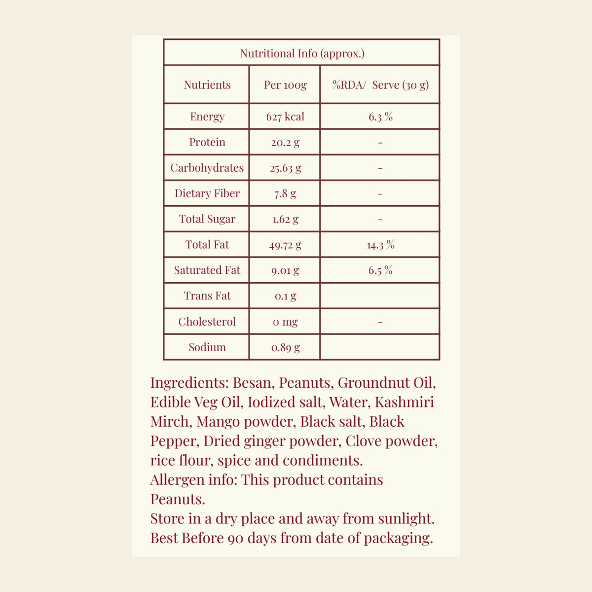 Nutshells nutritional information